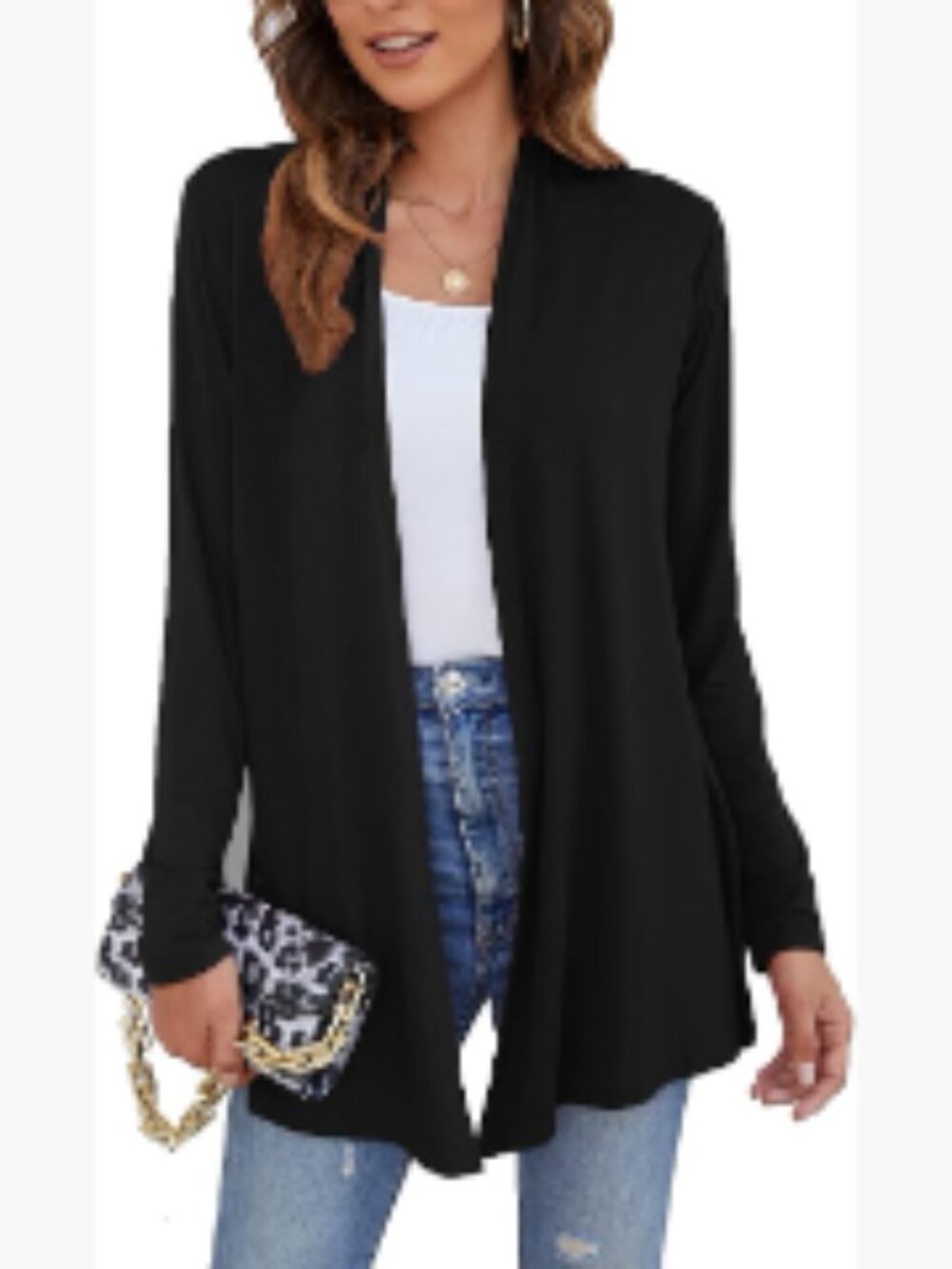 Lightweight Open Front Cardigan Long Sleeve Soft Drape Casual